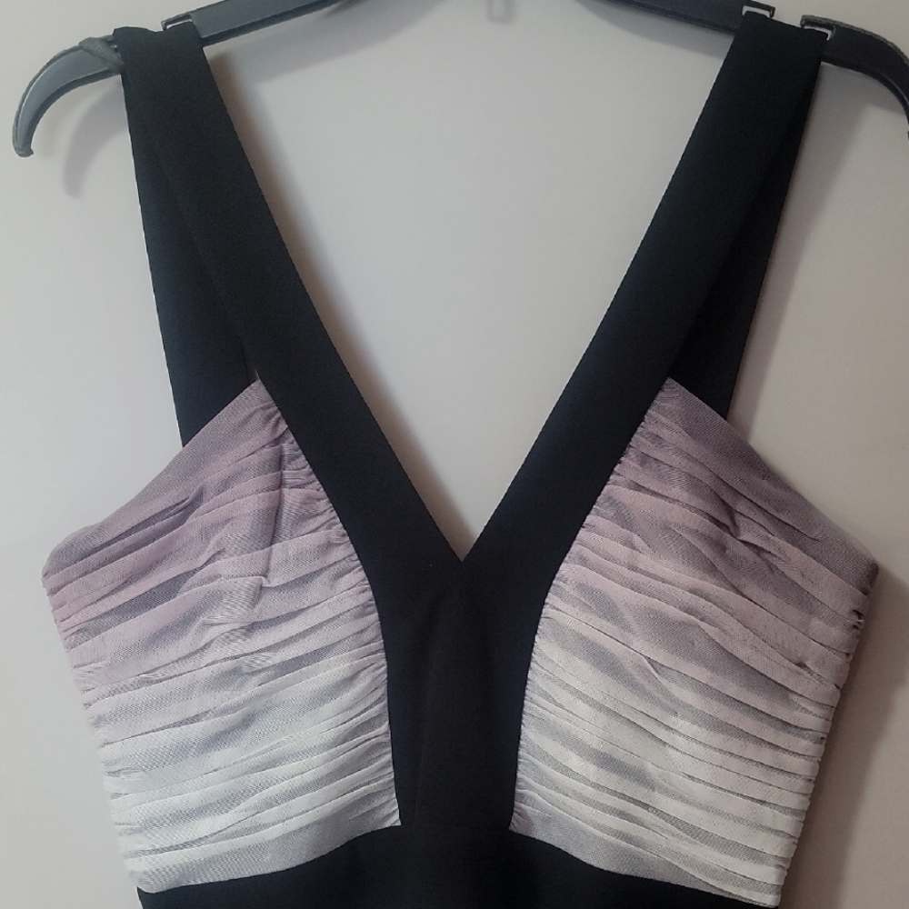 Black and Gray V-Neck Dress